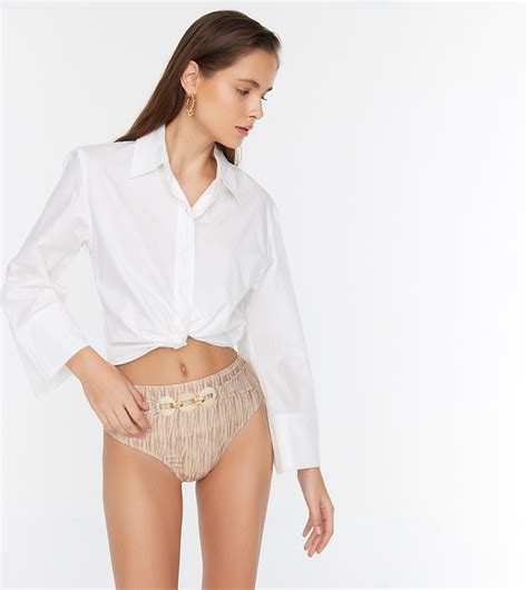 Buy Trendyol Textured Bikini Brief In White Thstreet Bahrain