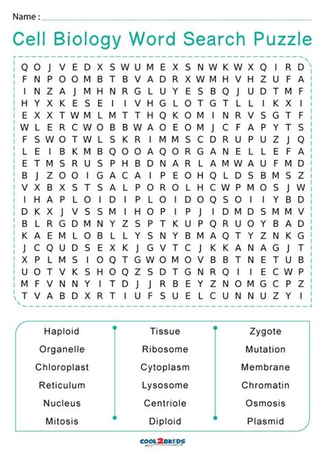 Biology Word Search Puzzles Printable