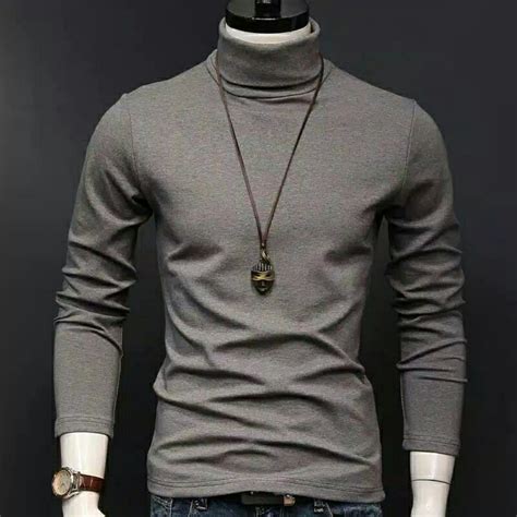 Jual Kaos Turtleneck Pria Lengan Panjang Turtle Neck Korean Style Leher