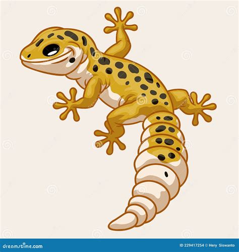 Leopard Gecko in Cute Cartoon Style Stock Vector - Illustration of ...