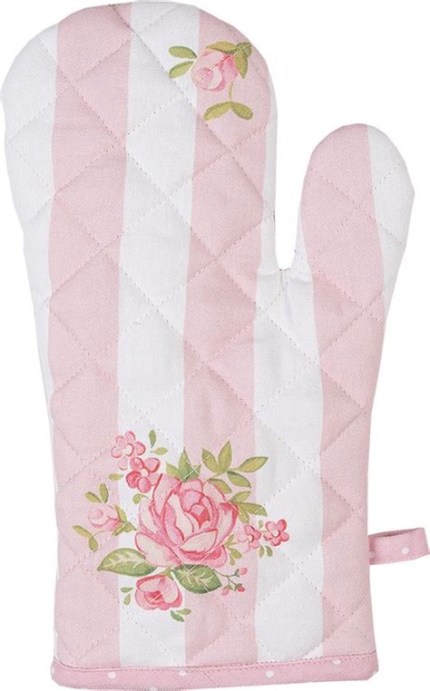 Clayre Eef Ovenwant 18x30 Cm Roze Katoen Rozen Ovenhandschoen Bol