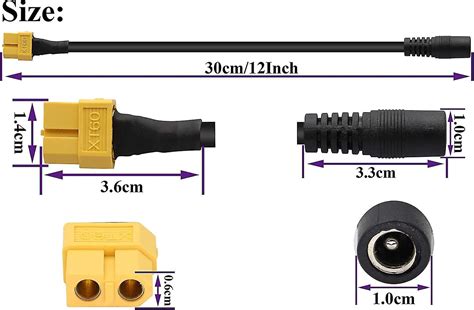 Xt60 To Dc Connector Cable Xt60 Female To Dc55mm X 25mm Female Cable Power Plug For Ts100