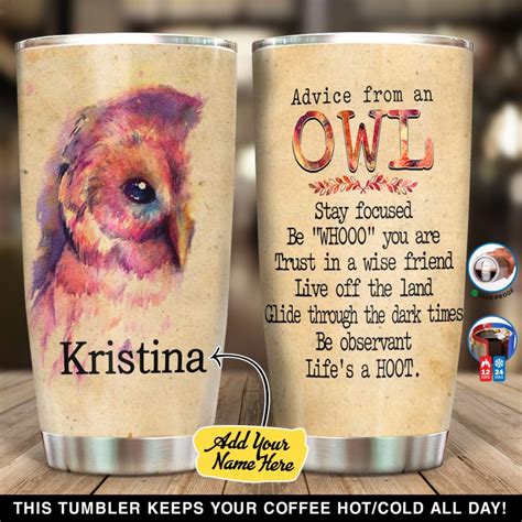 Advice From An Owl Personalized Tumbler Teeuni