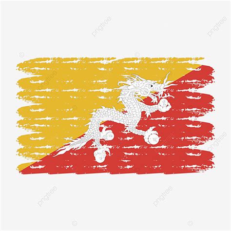 Bhutan Flag Vector Hd Images Bhutan Flag Vector With Watercolor Brush