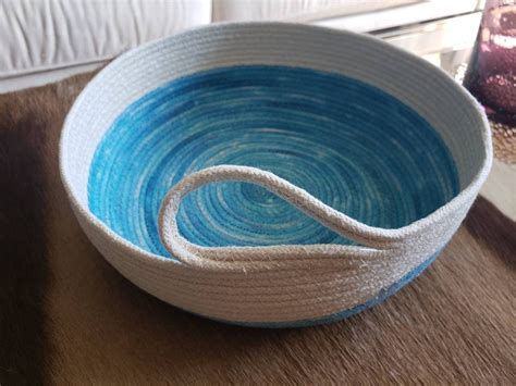 Hand Dyed Coiled Rope Basket Etsy