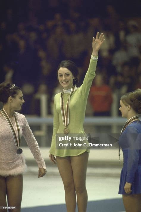 Winter Olympics Usa Peggy Fleming Victorious With Gold Medal On