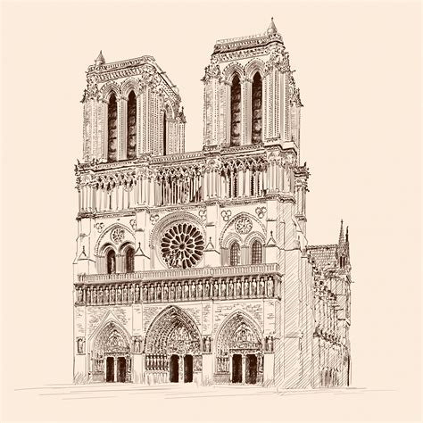 Premium Vector Notre Dame De Paris Gothic Catholic Cathedral In Paris