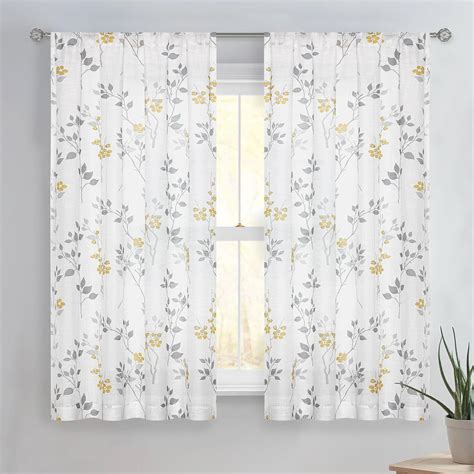 Amazon Beauoop Leaf Print Sheer Window Curtains Inch Long