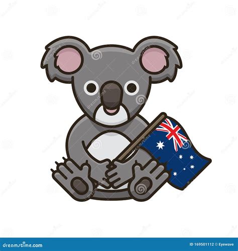 Koala With Australian Flag Vector Illustration Stock Vector