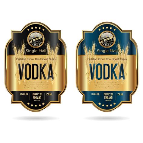 Labels For Vodka With Wheat Vector Stock Illustration Vector