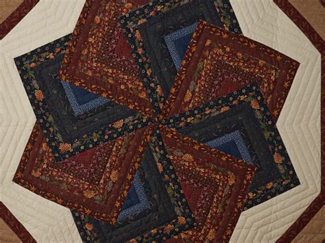 Queen Navy Burgundy And Tan Star Spin Quilt C Jean Horst