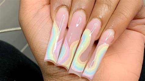 Colorful Pastel Rainbow Polygel Nails Spring Nail Art Born