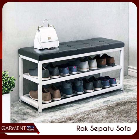 Jual Rak Sepatu Duduk Sofa Besi Tempat Pakai Sandal Ruang Tamu Kokoh