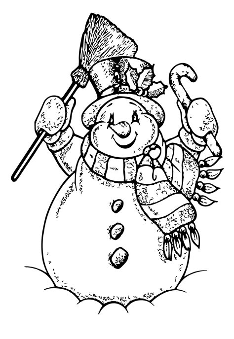 Coloriage Bonhomme De Neige Balais Imprimer Gratuit Pour Adultes Et