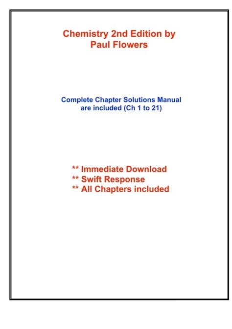 Solutions for Chemistry 2nd Edition by Flowers (All Chapters included