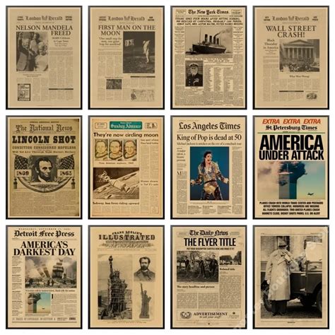 New York Times Retro Kraft Jornal Velho Poster Series Papel De Parede