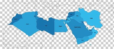 Mena Middle East North Africa World Map Png Area Blue Country Map