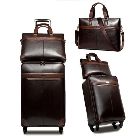 Letrend Men Business PU Leather Rolling Luggage Set Spinner Best Offer ...