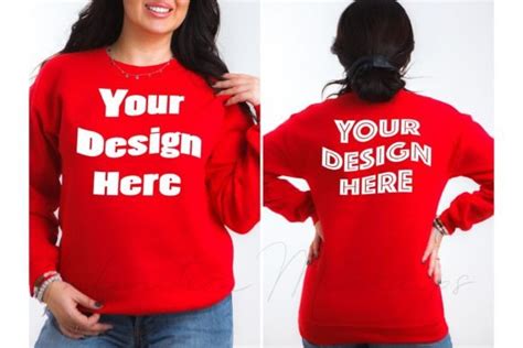 Front And Back Gildan Sweatshirt Mockup Graphic By Infinitim Creative