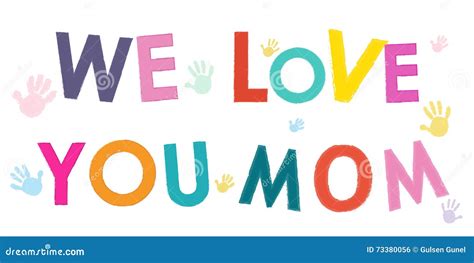 We Love You Mom Happy Mother S Day Card With Hand Prints Vector Stock