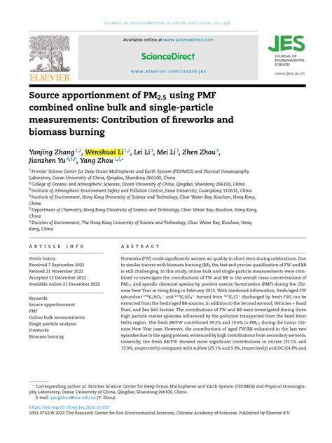 Pdf Source Apportionment Of Pm Using Pmf Combined Online Bulk And