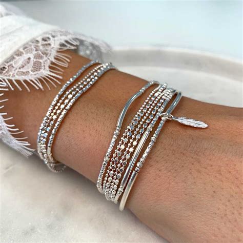 Bracelet Double Lastique Tubes Diamantes Et Double Cha Ne Bracelets