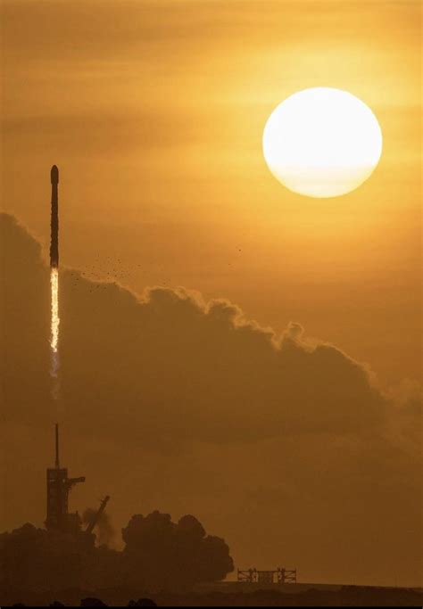 A Falcon 9 launch with a sunset backdrop | Scrolller