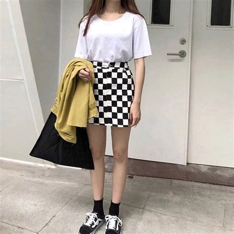 Checkered Skirt Outfits New Outfits Cute Outfits Fashion Outfits Asian Fashion Girl Fashion