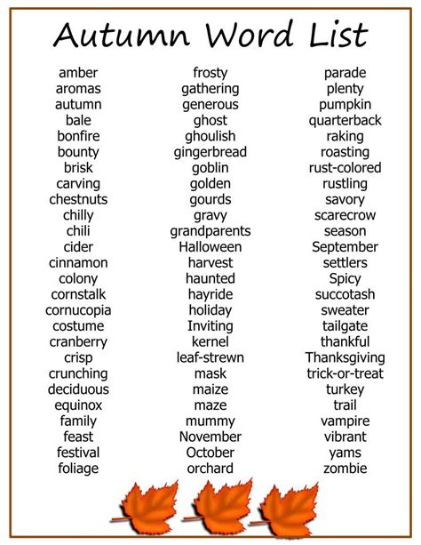 Fun Activities With An Autumn Word List Hangman Words Fall Words