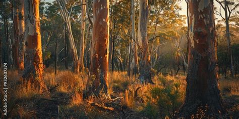 river red gums eucalyptus camaldulensis tree trunks  kangaroo