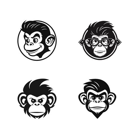 flat design template illustration Funny Monkey Faces collection 43210548 Vector Art at Vecteezy