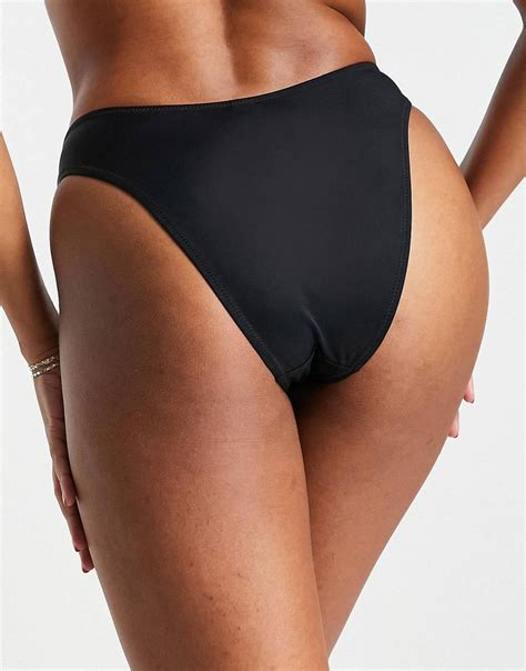 Pour Moi Fuller Bust Space High Leg Bikini Bottoms In Black ASOS High