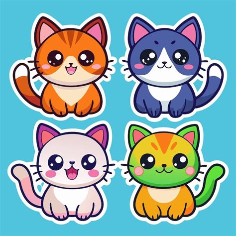 Adorable Cartoon Cats Sticker Pack Premium Ai Generated Vector