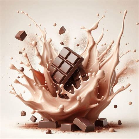 A Piece Of Chocolate With A Splash Of Milk And Chocolate Splashes