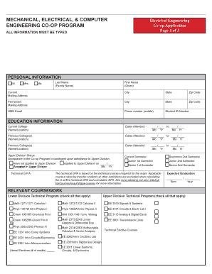 Fillable Online Me Umn Mechanical Electrical Computer Engineering