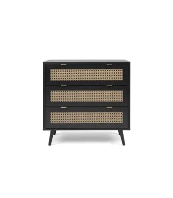 Commode 3 tiroirs noire et métal doré Ilios Maisons du Monde