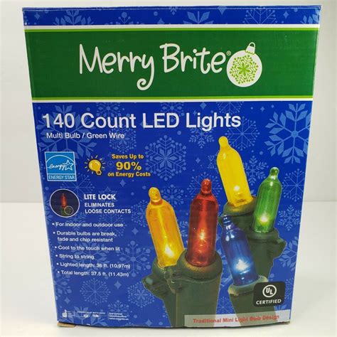 Merry Brite Led 140 Mini Christmas Lights Multi Color Indoor Outdoor