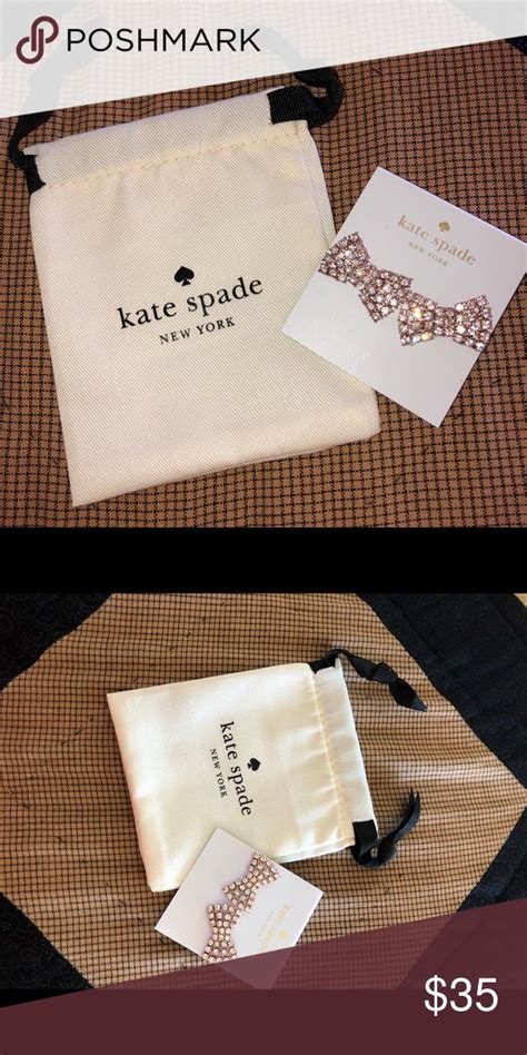 Kate Spade Bow Earrings Nwt Large Clear Rose Gold Bow Earrings Kate