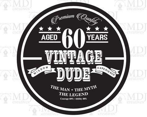 60th Vintage Dude Svg 60th Cut File Svg 60th Birthday Svg Etsy