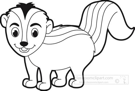 Skunk Clipart-cartoon stripped skunk black white outline 914 copy