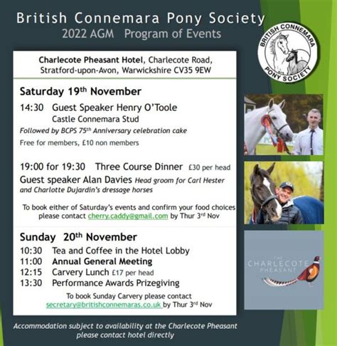 75th Anniversary AGM Programme Of Events British Connemara Pony Society