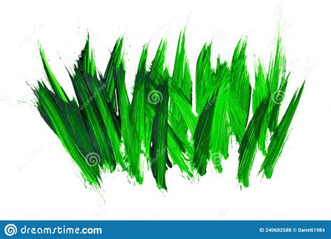 Colorful Green Brush Strokes Like Grass Pattern Isolated On White