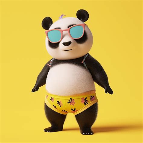 Premium Photo Panda Bear Female With A Bikini