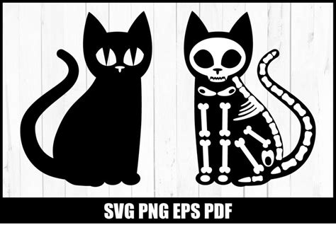 Black Cat Skeleton for Halloween - 2 SVG files for cricut