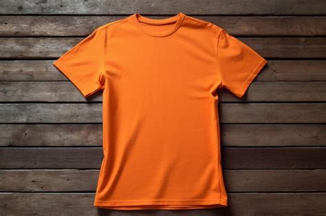 Premium Photo Blank Orange Mens Tshirts Mockup Design Template On Wooden