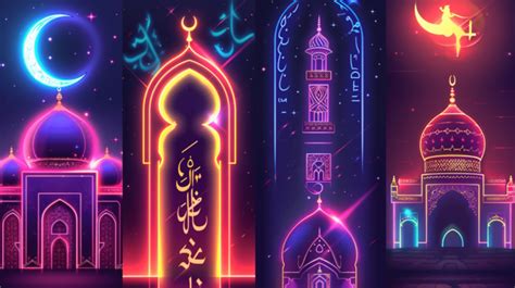 Ramadan Kareem Sale Offer Neon Banners Collection Background Ramadan