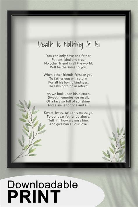 Death Is Nothing At All Poem | Best Memorial Card Poem