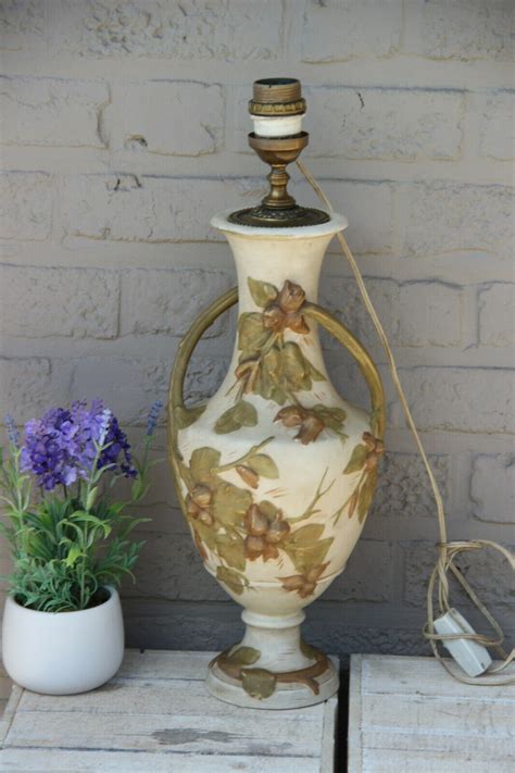 Royal Dux Marked Porcelain Vase Mounted Lamp Relief Floral Etsy