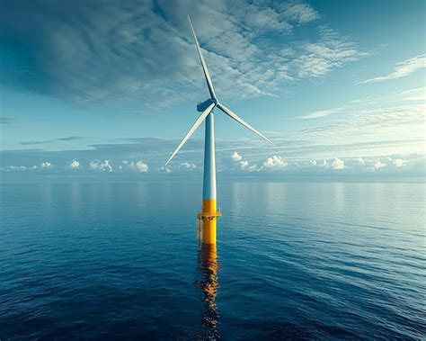 Paisaje Marino Con Una Nica Turbina E Lica Marina Sobre Un Monopilote