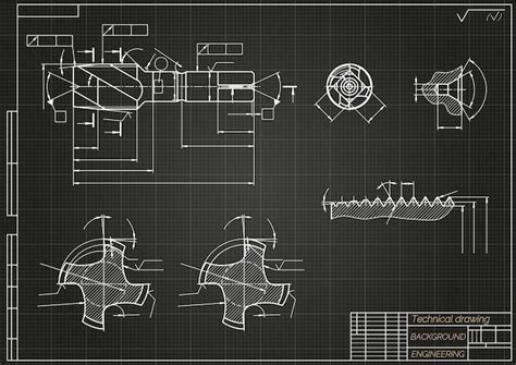 Premium Vector Mechanical Engineering Drawings On Black Background